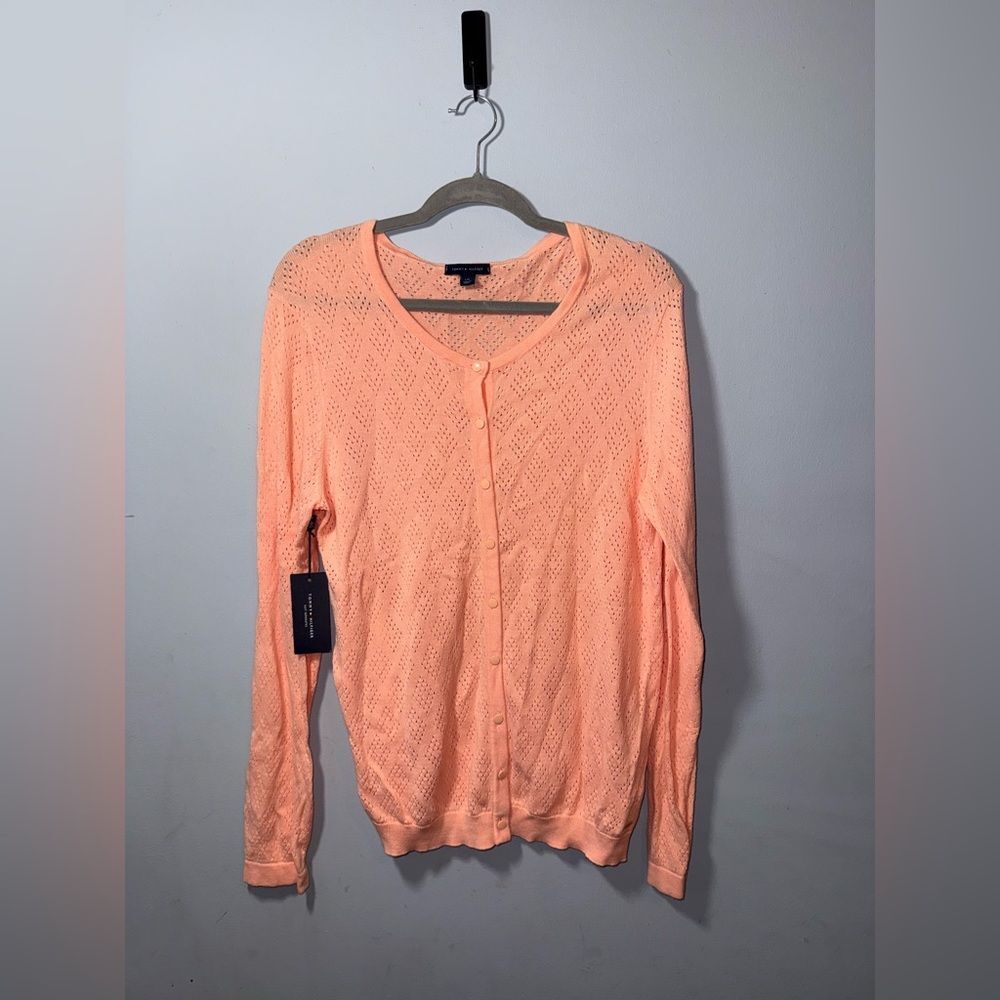 Tommy Hilfiger Pinky Peach Button up Sweater Size Large NWT